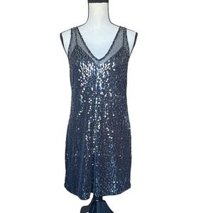 NWT American Eagle Black Sequins V Neck Sleeveless Mini Dress Women's M Cocktail